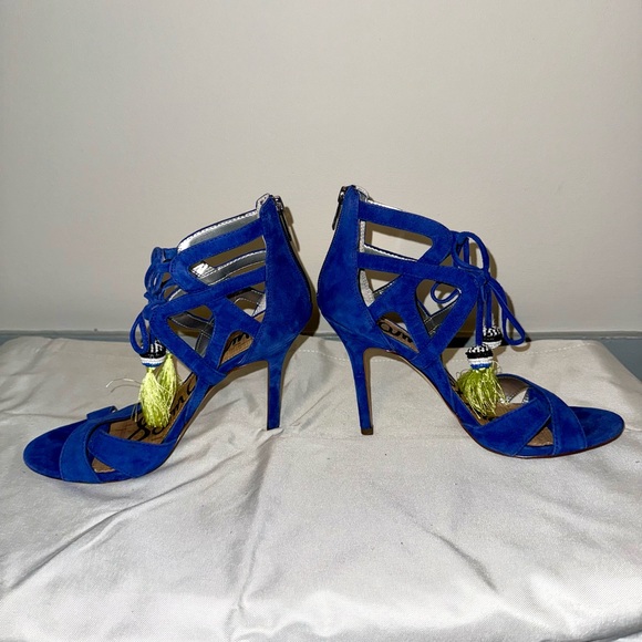 Sam Edelman Royal Blue Suede Heels with Tassel - Picture 2 of 3